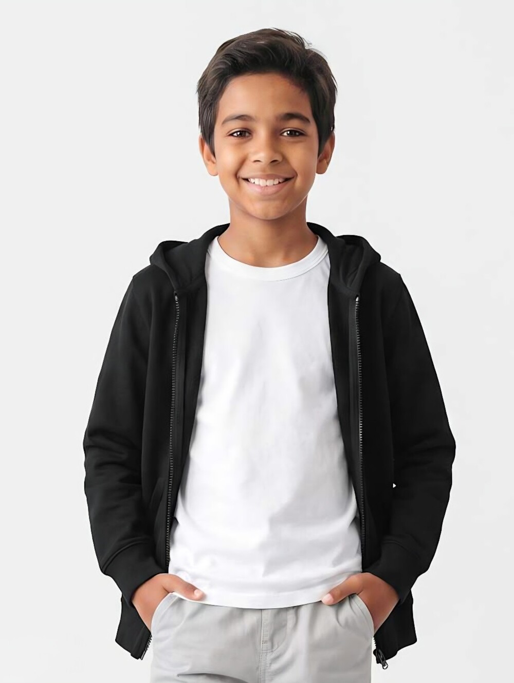 The Children's Place Black Hoodie with White Tee
